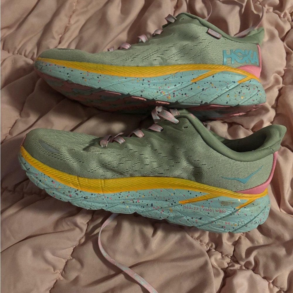 Hoka Women's Athletic Shoes - green and pink